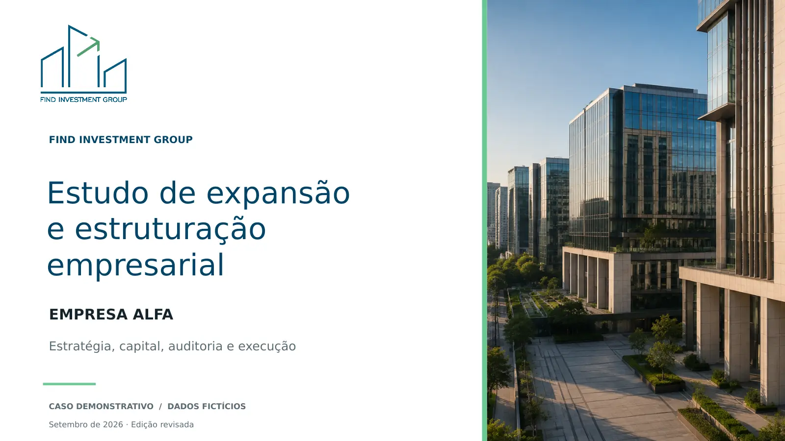 Capa da apresentação executiva demonstrativa