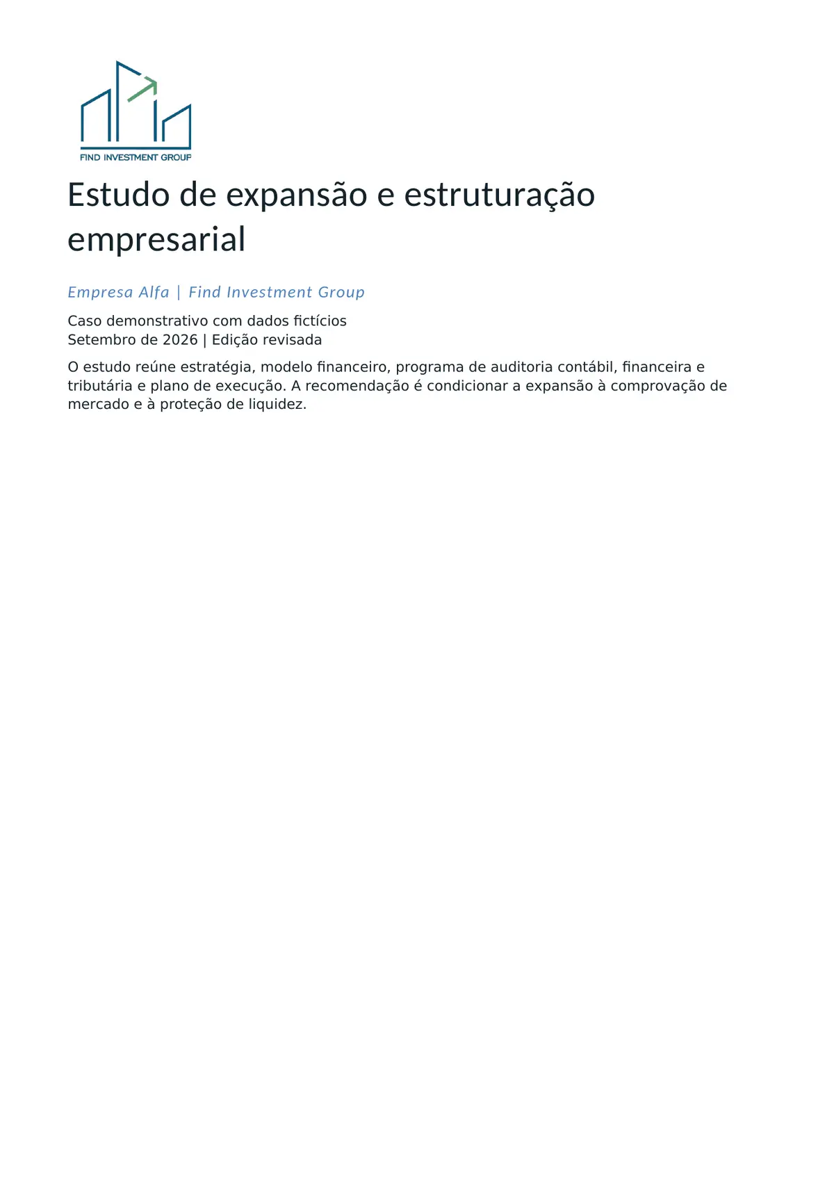 Capa do estudo estratégico demonstrativo